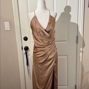 Elegant champagne Draped Women's Dress